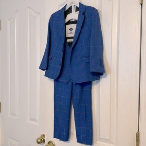 Toddler Boy 3-Piece Suit - Royal Blue w/multicolor pin stripping.
